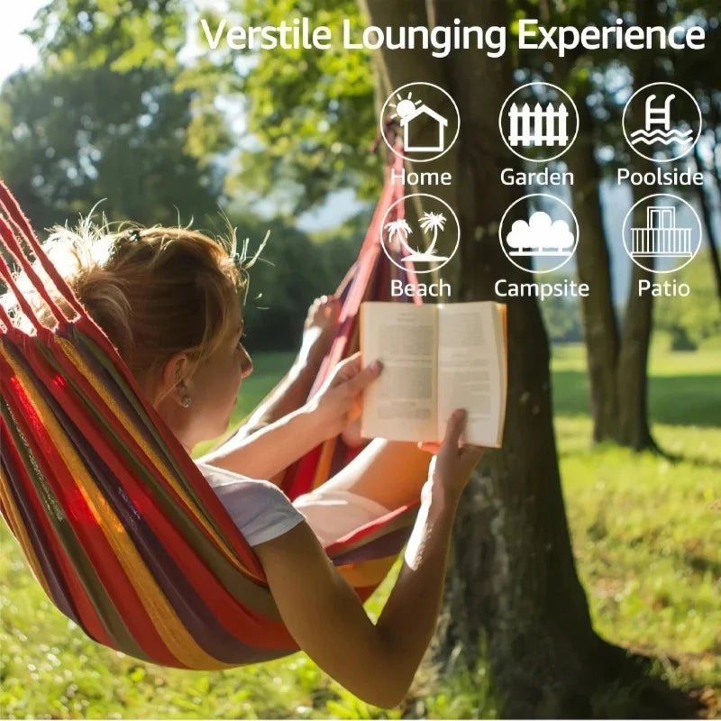 Outdoor camping hammock double thick swing lounge travel portable lightweight - silverfoxgoods